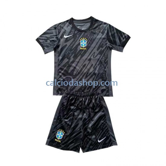 Maglia Portiere Brasile Gara Away Completo Bambino 2-13 Anni 2024 MC