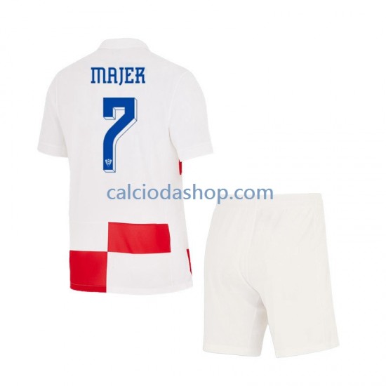 Maglia Croazia Lovro Majer 7 Gara Home Completo Bambino 2-13 Anni Euro 2024 MC