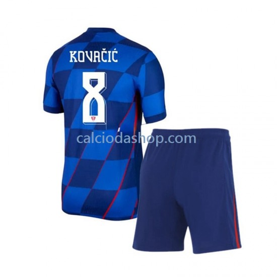 Maglia Croazia Mateo Kovacic 8 Gara Away Completo Bambino 2-13 Anni Euro 2024 MC