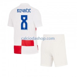 Maglia Croazia Mateo Kovacic 8 Gara Home Completo Bambino 2-13 Anni Euro 2024 MC