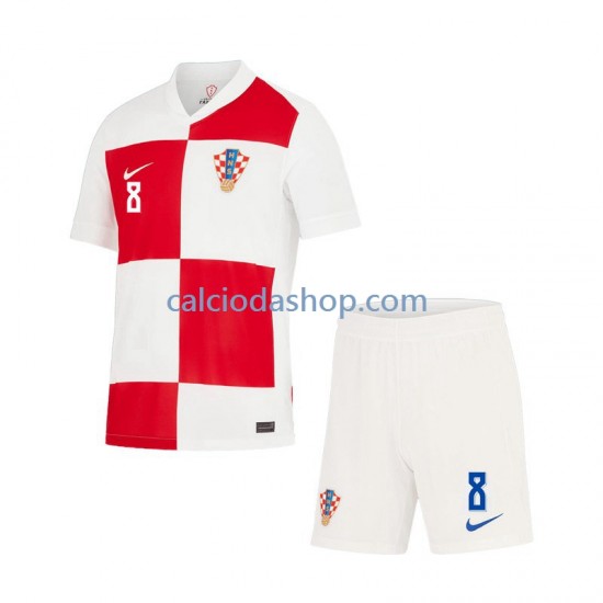 Maglia Croazia Mateo Kovacic 8 Gara Home Completo Bambino 2-13 Anni Euro 2024 MC