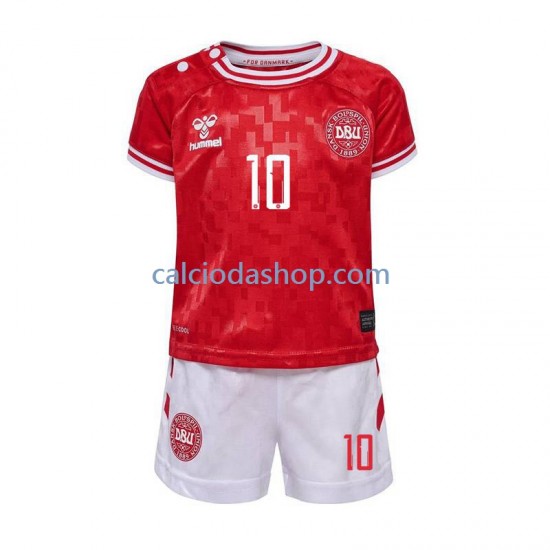 Maglia Danimarca Eriksen 10 Gara Home Completo Bambino 2-13 Anni Euro 2024 MC