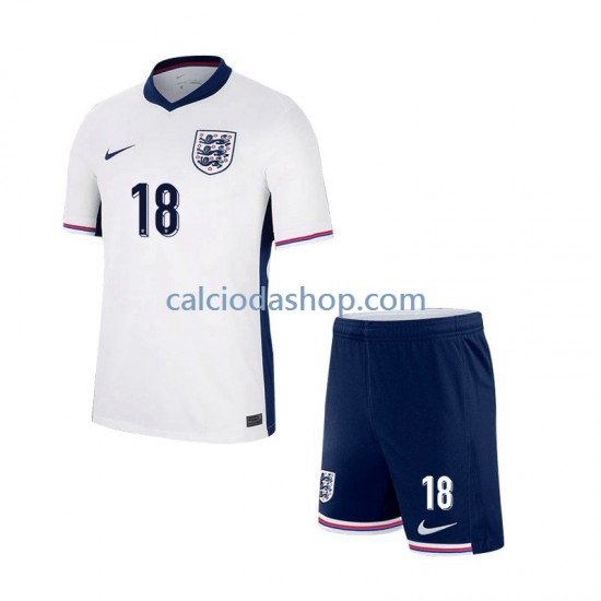 Maglia Inghilterra Trent Alexander-Arnold 18 Gara Home Completo Bambino 2-13 Anni Euro 2024 MC