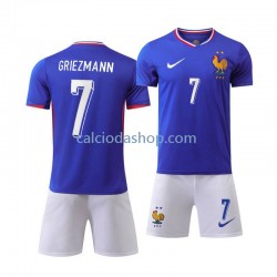 Maglia Francia Antoine Griezmann 7 Gara Home Completo Bambino 2-13 Anni Euro 2024 MC