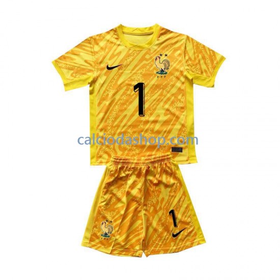 Maglia Portiere Francia Hugo Lloris 1 Gara Home Completo Bambino 2-13 Anni Euro 2024 MC