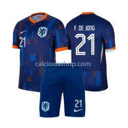 Maglia Paesi Bassi Frenkie de Jong 21 Gara Away Completo Bambino 2-13 Anni Euro 2024 MC