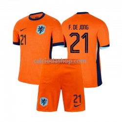 Maglia Paesi Bassi Frenkie de Jong 21 Gara Home Completo Bambino 2-13 Anni Euro 2024 MC