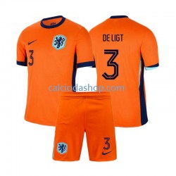 Maglia Paesi Bassi Matthijs de Ligt 3 Gara Home Completo Bambino 2-13 Anni Euro 2024 MC