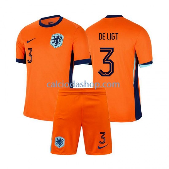 Maglia Paesi Bassi Matthijs de Ligt 3 Gara Home Completo Bambino 2-13 Anni Euro 2024 MC