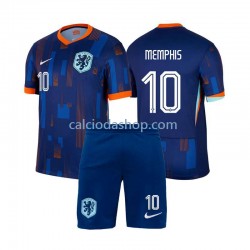 Maglia Paesi Bassi Memphis Depay 10 Gara Away Completo Bambino 2-13 Anni Euro 2024 MC