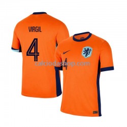 Maglia Paesi Bassi Virgil van Dijk 4 Gara Home Uomo Euro 2024 MC