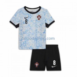 Maglia Portogallo Bruno Fernandes 8 Gara Away Completo Bambino 2-13 Anni Euro 2024 MC