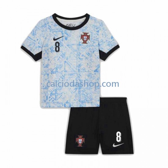 Maglia Portogallo Bruno Fernandes 8 Gara Away Completo Bambino 2-13 Anni Euro 2024 MC