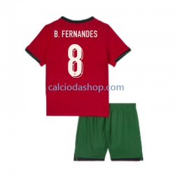 Maglia Portogallo Bruno Fernandes 8 Gara Home Completo Bambino 2-13 Anni Euro 2024 MC