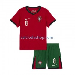 Maglia Portogallo Bruno Fernandes 8 Gara Home Completo Bambino 2-13 Anni Euro 2024 MC