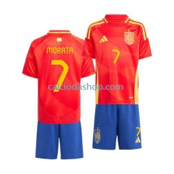 Maglia Spagna Alvaro Morata 7 Gara Home Completo Bambino 2-13 Anni Euro 2024 MC