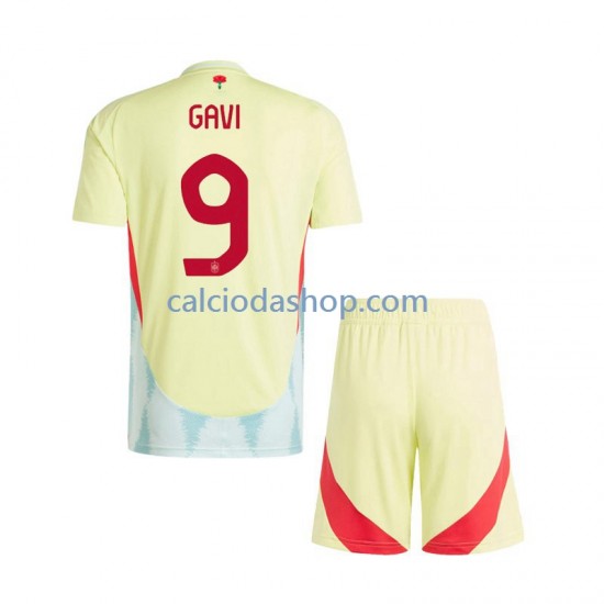 Maglia Spagna Gavi 9 Gara Away Completo Bambino 2-13 Anni Euro 2024 MC