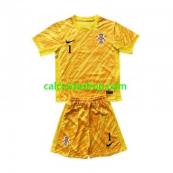 Maglia Portiere Croazia DOMINIK LIVAKOVIC 1 Gara Home Completo Bambino 2-13 Anni Euro 2024 MC