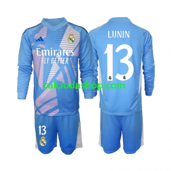 Maglia Portiere Real Madrid Andriy Lunin 13 Gara Home Completo Bambino 2-13 Anni 2024-2025 ML