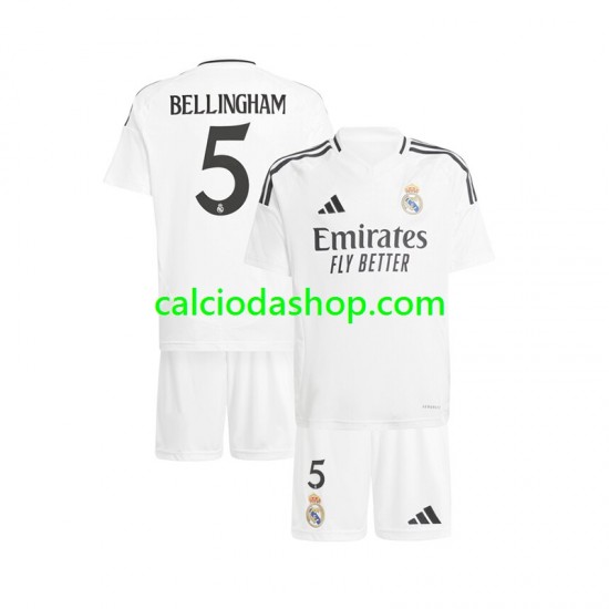 Maglia Real Madrid Jude Bellingham 5 Gara Home Completo Bambino 2-13 Anni 2024-2025 MC