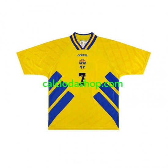 Maglia Svezia Henrik Larsson 7 Retro Gara Home Uomo 1994 MC