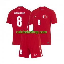 Maglia Turchia Arda Guler 8 Gara Away Completo Bambino 2-13 Anni Euro 2024 MC