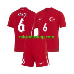 Maglia Turchia Orkun Kokcu 6 Gara Away Completo Bambino 2-13 Anni Euro 2024 MC