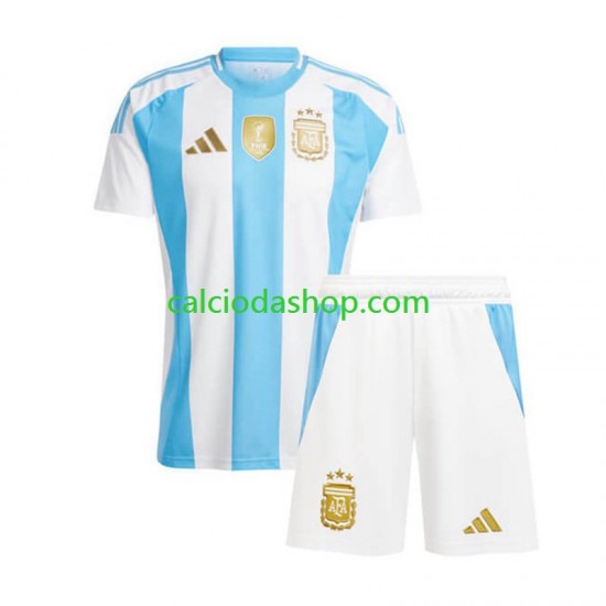 Maglia Argentina Gara Home Completo Bambino 2-13 Anni Copa America 2024 MC