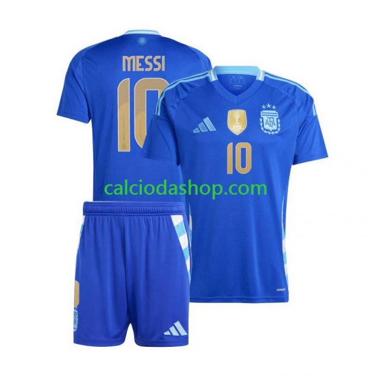 Maglia Argentina Lionel Messi 10 Gara Away Completo Bambino 2-13 Anni Copa America 2024 MC