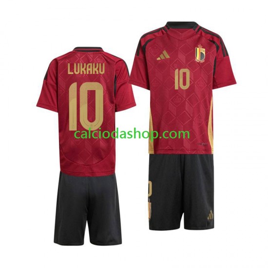 Maglia Belgio Romelu Lukaku 10 Gara Home Completo Bambino 2-13 Anni Euro 2024 MC