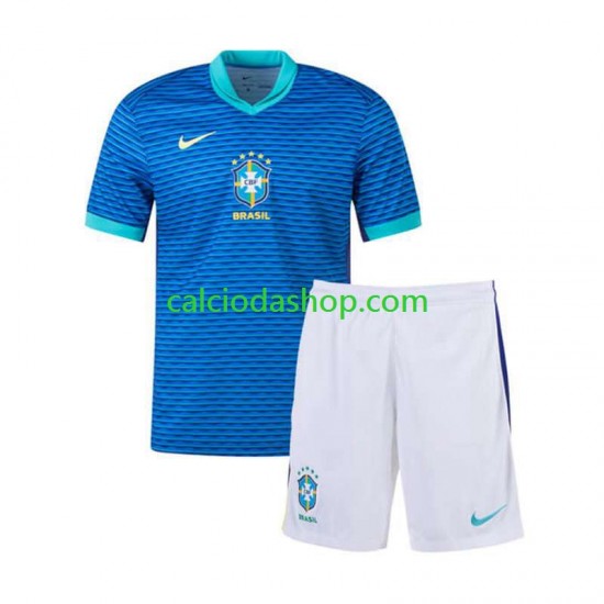 Maglia Brasile Gara Away Completo Bambino 2-13 Anni Copa America 2024 MC