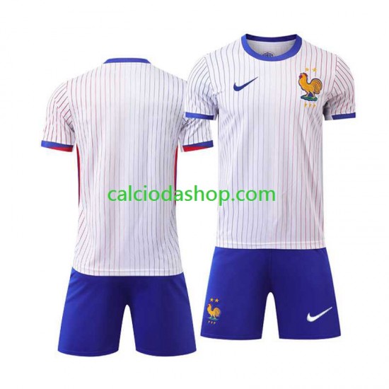 Maglia Francia Gara Away Completo Bambino 2-13 Anni Euro 2024 MC