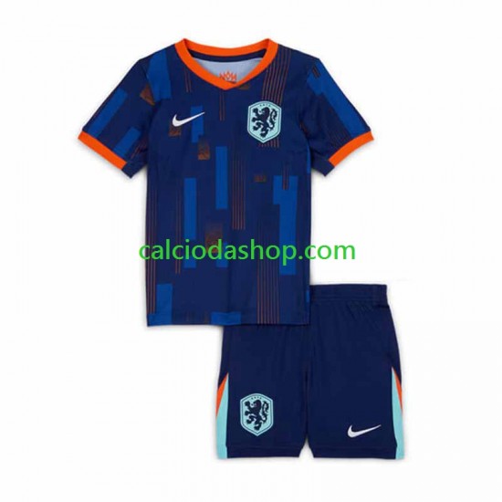 Maglia Paesi Bassi Gara Away Completo Bambino 2-13 Anni Euro 2024 MC