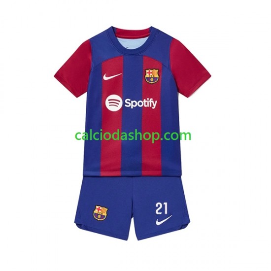 Maglia FC Barcelona Frenkie de Jong 21 Gara Home Completo Bambino 2-13 Anni 2023-2024 MC