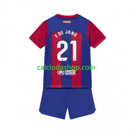 Maglia FC Barcelona Frenkie de Jong 21 Gara Home Completo Bambino 2-13 Anni 2023-2024 MC