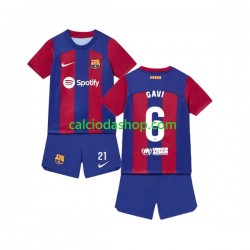 Maglia FC Barcelona Gavi 6 Gara Home Completo Bambino 2-13 Anni 2023-2024 MC