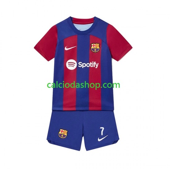 Maglia FC Barcelona Ousmane Dembele 7 Gara Home Completo Bambino 2-13 Anni 2023-2024 MC