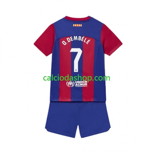 Maglia FC Barcelona Ousmane Dembele 7 Gara Home Completo Bambino 2-13 Anni 2023-2024 MC