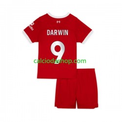 Maglia Liverpool Darwin Nunez 9 Gara Home Completo Bambino 2-13 Anni 2023-2024 MC