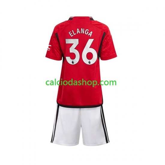 Maglia Manchester United Anthony Elanga 36 Gara Home Completo Bambino 2-13 Anni 2023-2024 MC