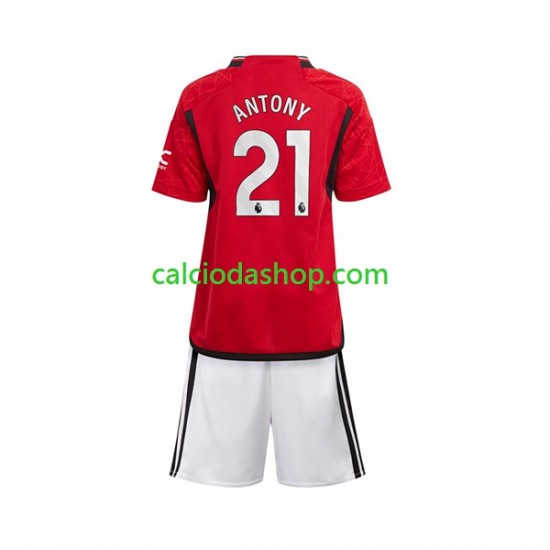 Maglia Manchester United Antony Matheus 21 Gara Home Completo Bambino 2-13 Anni 2023-2024 MC