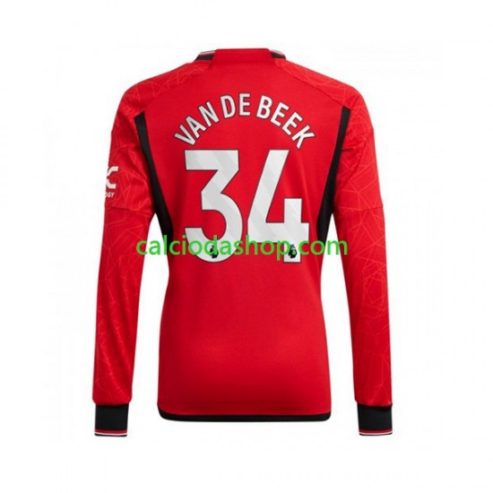 Maglia Manchester United Donny van de Beek 34 Gara Home Uomo 2023-2024 ML