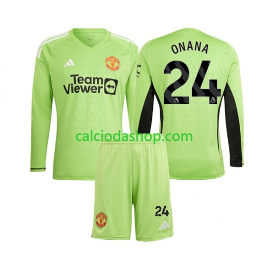 Maglia Portiere Manchester United Andre Onana 24 Gara Home Completo Bambino 2-13 Anni 2023-2024 ML