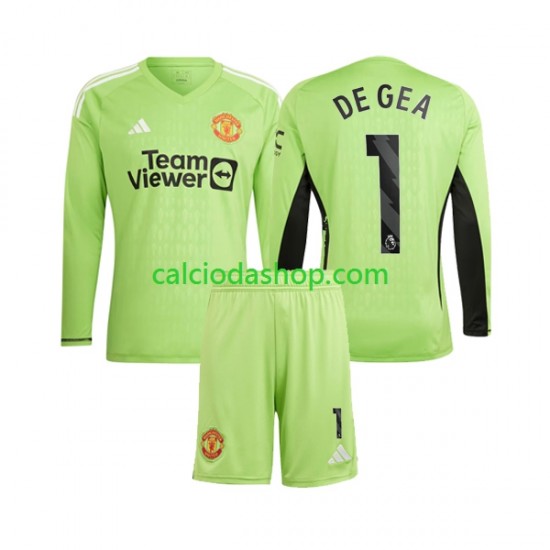 Maglia Portiere Manchester United De Gea 1 Gara Home Completo Bambino 2-13 Anni 2023-2024 ML