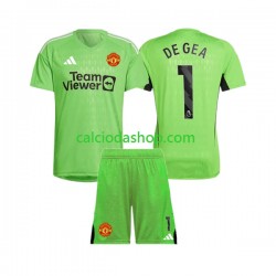 Maglia Portiere Manchester United De Gea 1 Gara Home Completo Bambino 2-13 Anni 2023-2024 MC