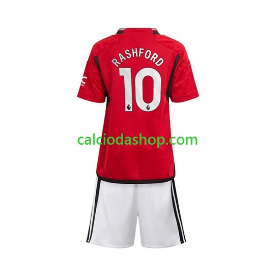 Maglia Manchester United Marcus Rashford 10 Gara Home Completo Bambino 2-13 Anni 2023-2024 MC