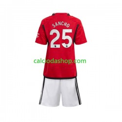 Maglia Manchester United Sancho 25 Gara Home Completo Bambino 2-13 Anni 2023-2024 MC