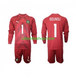 Maglia Portiere Marocco Yassine Bounou 1 Gara Home Completo Bambino 2-13 Anni 2022 ML