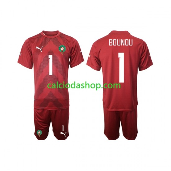 Maglia Portiere Marocco Yassine Bounou 1 Gara Home Completo Bambino 2-13 Anni 2022 MC