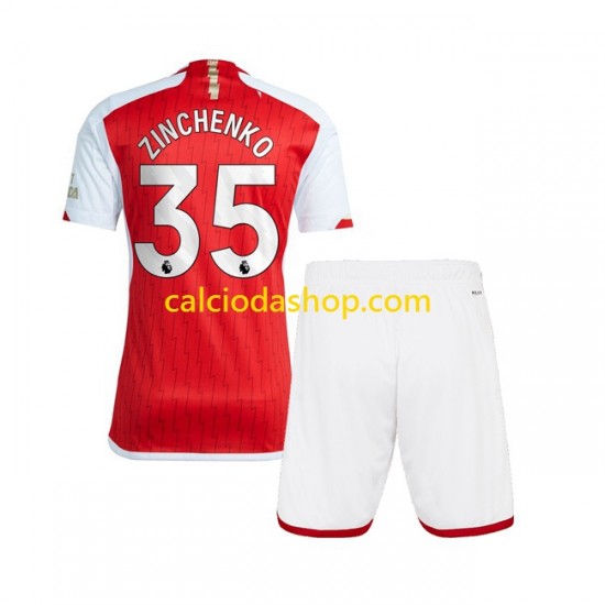 Maglia Arsenal Oleksandr Zinchenko 35 Gara Home Completo Bambino 2-13 Anni 2023-2024 MC